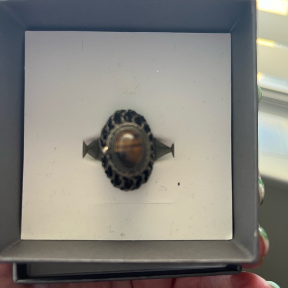 Antique Cat’s Eye/Tiger’s Eye Adjustable Ring - Picture 6 of 6